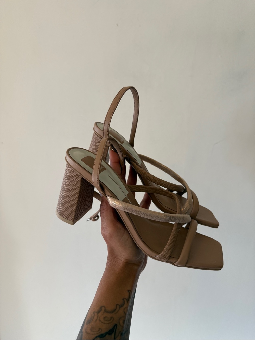 Dolce Vita Blush Nude Strappy Block Heel Sandals - Picture 2 of 6